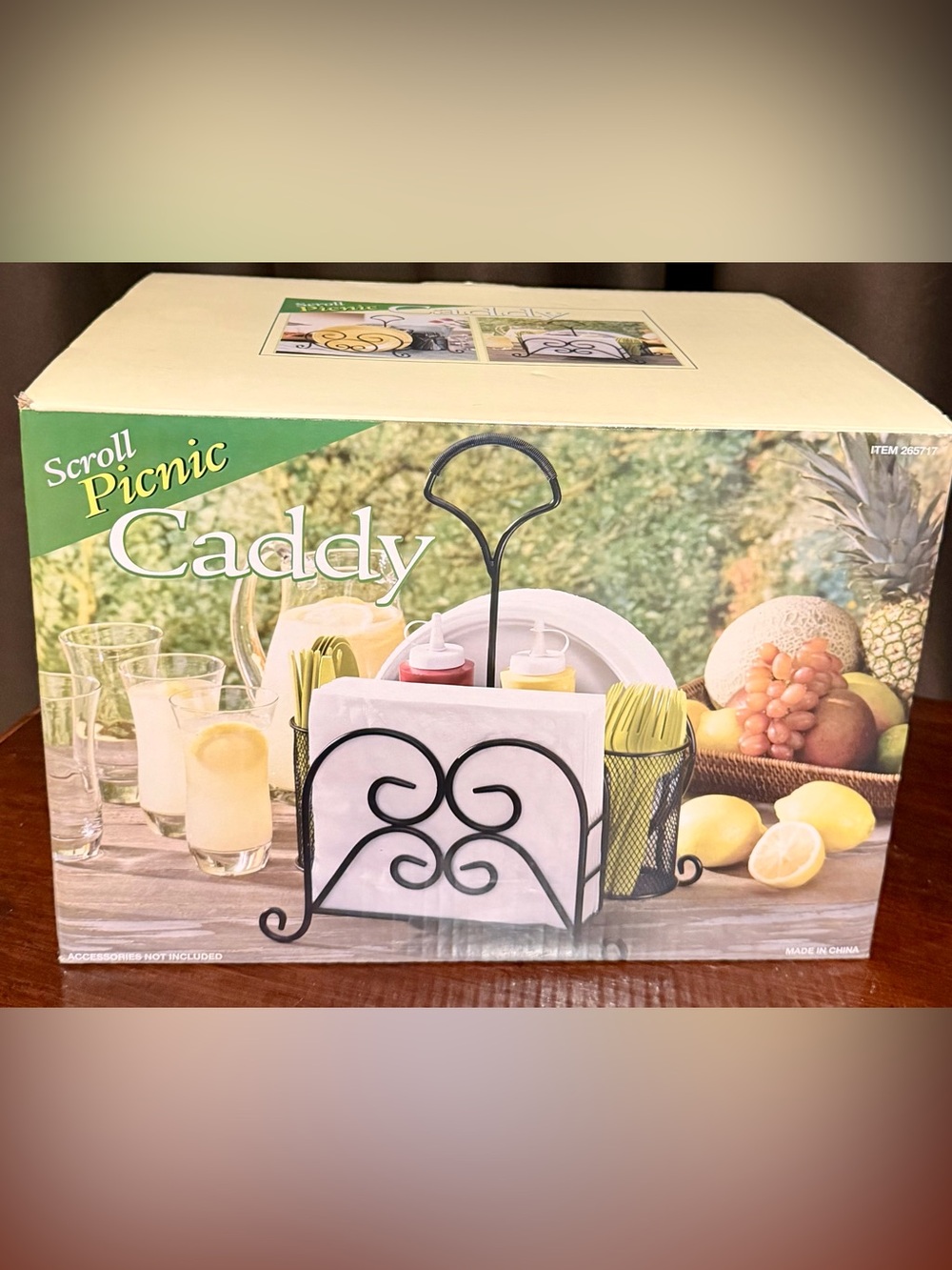 Caddy - Scroll Picnic Caddy Black Metal Napkin & Condiment Organizer